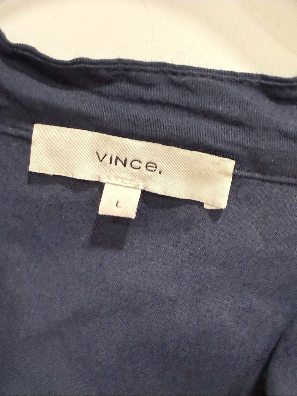 Vince Women’s Shirred Band Collar Navy Blue Linen Blend Oversized Blouse - Picture 4 of 8